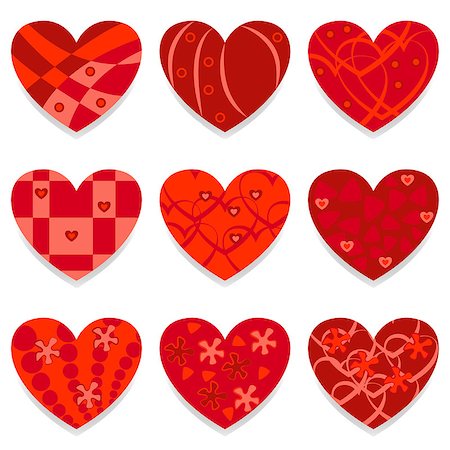 simsearch:400-08963664,k - red hearts - love symbol, vector illustrations set Foto de stock - Royalty-Free Super Valor e Assinatura, Número: 400-08410647