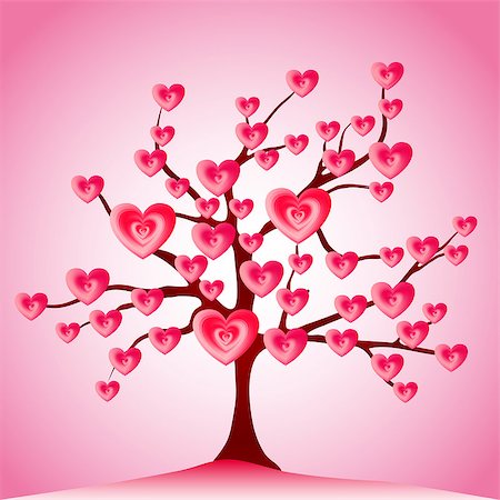simsearch:400-08410647,k - Valentine love tree, leaves from hearts, vector illustrations Stock Photo - Budget Royalty-Free & Subscription, Code: 400-08410648
