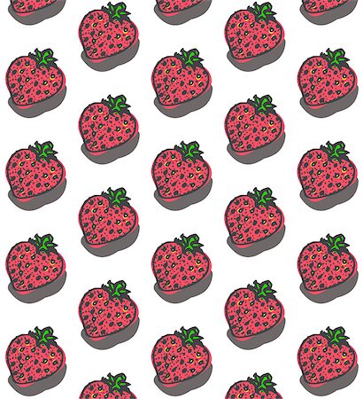 fruit artworks pattern - Sweet Strawberry Pattern vector on white background Stock Photo - Budget Royalty-Free & Subscription, Code: 400-08410759
