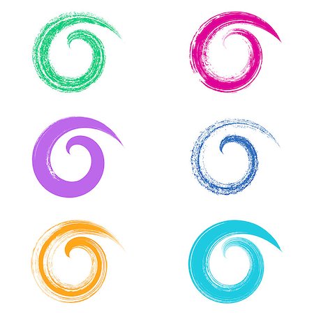 simsearch:400-08415609,k - Spiral vector colorful brush strokes collection on white Stock Photo - Budget Royalty-Free & Subscription, Code: 400-08410780