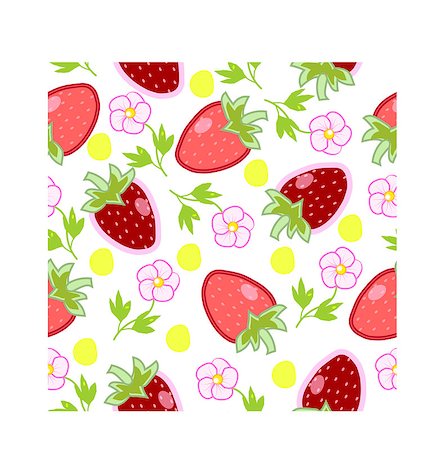 simsearch:400-09108602,k - Pattern with strawberries and flowers vector illustration Stock Photo - Budget Royalty-Free & Subscription, Code: 400-08410864