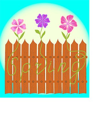 simsearch:400-08554639,k - A wooden fence with the word Spring and  flowers Stock Photo - Budget Royalty-Free & Subscription, Code: 400-08410865