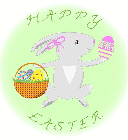 simsearch:400-06638864,k - Greeting card with rabbit and eggs  Happy Easter vector Stock Photo - Budget Royalty-Free & Subscription, Code: 400-08410863