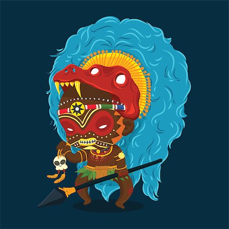 Vector Illustration of African Tribe Shaman with Spear and Skull Cartoon Character Stock Photo - Budget Royalty-Free & Subscription, Code: 400-08411160