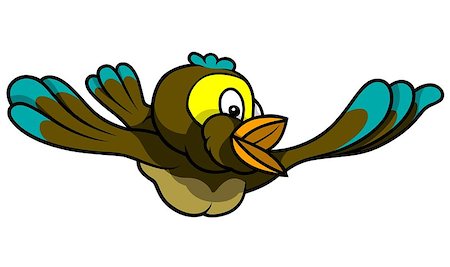 simsearch:400-05070702,k - Flying Singing Sparrow - Colored Cartoon Illustration, Vector Stock Photo - Budget Royalty-Free & Subscription, Code: 400-08411170