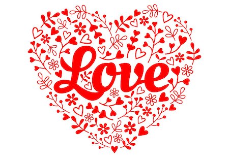 simsearch:400-08411281,k - Love red flower heart, floral vector illustration for Valentine's day card Stock Photo - Budget Royalty-Free & Subscription, Code: 400-08411281