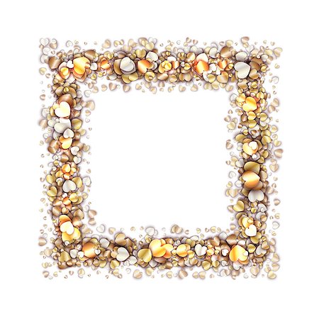 simsearch:400-08411550,k - Vintage frame with golden hearts . Golden square decor on white background, vector illustration Stock Photo - Budget Royalty-Free & Subscription, Code: 400-08411349