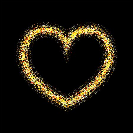 simsearch:400-08411358,k - Vector gold heart with shiny sparkles on black background Foto de stock - Super Valor sin royalties y Suscripción, Código: 400-08411359