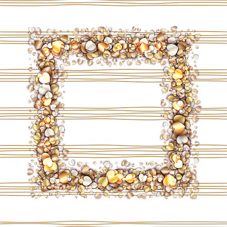 simsearch:400-08345859,k - Vintage frame with golden hearts . Golden square decor on white backgroundwith brown stripes, vector illustration Photographie de stock - Aubaine LD & Abonnement, Code: 400-08411353