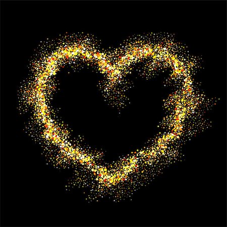 simsearch:400-08411358,k - Vector gold heart with shiny sparkles on black background Foto de stock - Super Valor sin royalties y Suscripción, Código: 400-08411362
