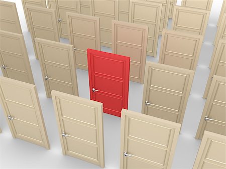 simsearch:400-06920356,k - Many closed doors but one is of different color Stock Photo - Budget Royalty-Free & Subscription, Code: 400-08411510