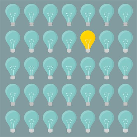 simsearch:400-07578321,k - minimalistic illustration of a lightbulbs background with one illuminated lightbulb, eps10 vector Stock Photo - Budget Royalty-Free & Subscription, Code: 400-08411534