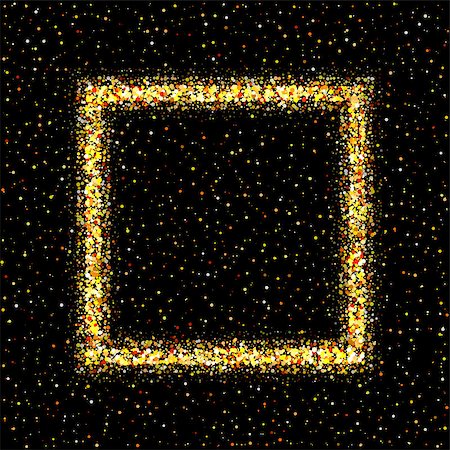 simsearch:400-08411358,k - Golden square frame on black background. Gold sparkles on black background. Gold glitter vector. Foto de stock - Super Valor sin royalties y Suscripción, Código: 400-08411545