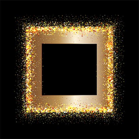 Golden frame on black background. Gold sparkles on black background. Gold glitter background. Stock Photo - Budget Royalty-Free & Subscription, Code: 400-08411547