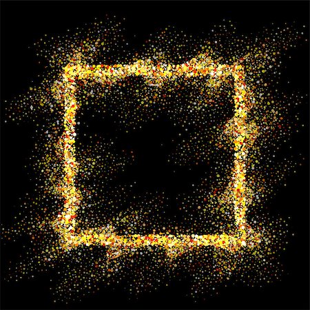 simsearch:400-08411358,k - Golden square frame on black background. Gold sparkles on black background. Gold glitter vector. Foto de stock - Super Valor sin royalties y Suscripción, Código: 400-08411548