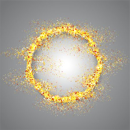 simsearch:400-08411550,k - Golden round frame with  sparkles on gray background. Gold glitter vector. Stock Photo - Budget Royalty-Free & Subscription, Code: 400-08411550