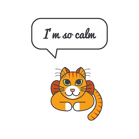 simsearch:400-04871184,k - Lying calm cat with speech bubble and saying. Vector color line illustration card on white background. You can put your own text in the bubble. Cat adoption concept. Photographie de stock - Aubaine LD & Abonnement, Code: 400-08411613