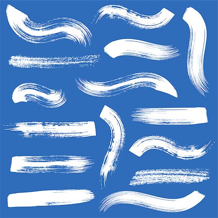 simsearch:400-08410775,k - Big vector white brush strokes collection on blue Stock Photo - Budget Royalty-Free & Subscription, Code: 400-08411660