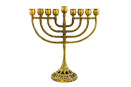 jewish holiday Hanukkah background with menorah  candles isolated on white Stock Photo - Budget Royalty-Free & Subscription, Code: 400-08411806