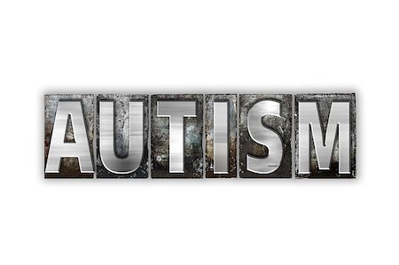 The word "Autism" written in vintage metal letterpress type isolated on a white background. Stockbilder - Microstock & Abonnement, Bildnummer: 400-08412098