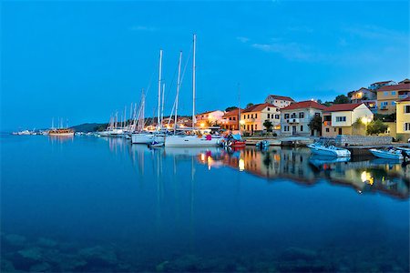 simsearch:400-07633210,k - Sali harbor blue hour view, island of Dugi, Croatia Stock Photo - Budget Royalty-Free & Subscription, Code: 400-08412138