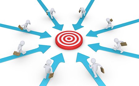 simsearch:400-05920330,k - Businessmen are running on arrows pointing to a target at the center Stock Photo - Budget Royalty-Free & Subscription, Code: 400-08412226