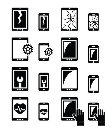 Vector icons set - repairing mobile or cell phone and tablet Stock Photo - Budget Royalty-Free & Subscription, Code: 400-08412344