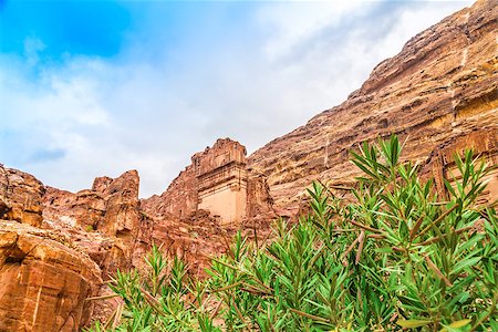 rose bay - Facade of a beautiful building in the archaeological site of Petra, Jordan, with oleander plant in the foreground. Foto de stock - Royalty-Free Super Valor e Assinatura, Número: 400-08412340