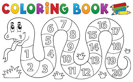 Coloring book snake with numbers theme - eps10 vector illustration. Stock Photo - Budget Royalty-Free & Subscription, Code: 400-08412356