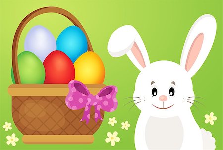 simsearch:400-09098381,k - Basket with eggs and Easter bunny 1 - eps10 vector illustration. Stock Photo - Budget Royalty-Free & Subscription, Code: 400-08412351