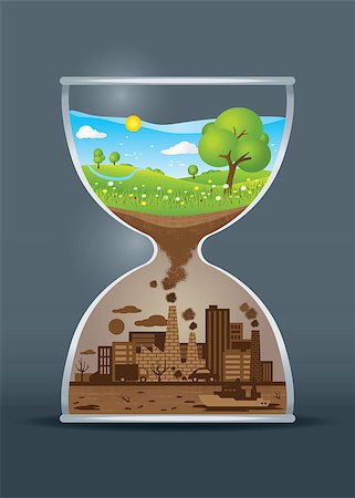 smoke dust - Illustration of ecology awareness hourglass with blue sky Stock Photo - Budget Royalty-Free & Subscription, Code: 400-08412407