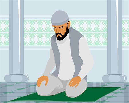 simsearch:400-08647515,k - Vector illustration of a muslim man praying Foto de stock - Super Valor sin royalties y Suscripción, Código: 400-08412466