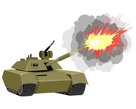 simsearch:400-07166891,k - Vector illustration of a modern tank shoots Stock Photo - Budget Royalty-Free & Subscription, Code: 400-08412469