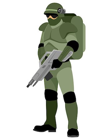 future warrior concept - Vector illustration of a soldier of the future Stock Photo - Budget Royalty-Free & Subscription, Code: 400-08412484