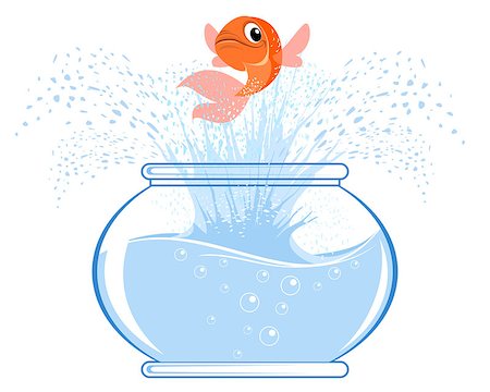 simsearch:400-04545787,k - Vector illustration of a gold fish jumping Stock Photo - Budget Royalty-Free & Subscription, Code: 400-08412480