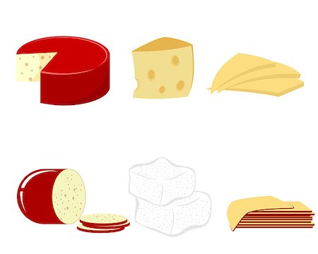 simsearch:400-06919923,k - Vector illustration of a six kind of cheese Stockbilder - Microstock & Abonnement, Bildnummer: 400-08412482