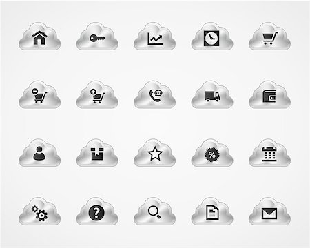 simsearch:400-08696973,k - Web and commercial icons on metallic cloud buttons Fotografie stock - Microstock e Abbonamento, Codice: 400-08412524