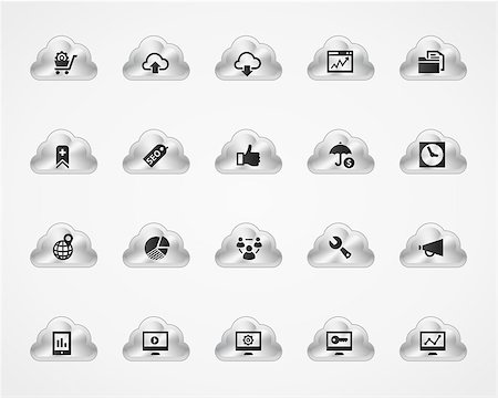 simsearch:400-08292898,k - SEO 2 icons on metallic cloud buttons Photographie de stock - Aubaine LD & Abonnement, Code: 400-08412527