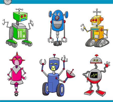 simsearch:400-07052452,k - Cartoon Illustration of Robots or Droids Fantasy Set Stockbilder - Microstock & Abonnement, Bildnummer: 400-08412624
