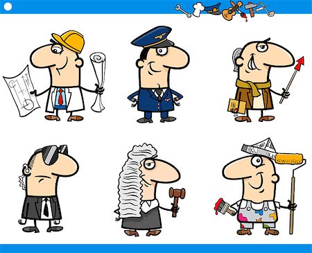 simsearch:400-06098950,k - Cartoon Illustration of Professionalist People Occupations Characters Set Photographie de stock - Aubaine LD & Abonnement, Code: 400-08412623