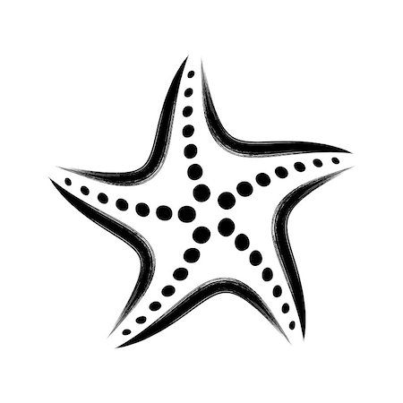simsearch:400-08625440,k - Black vector stylized starfish brush strokes icon isolated Stock Photo - Budget Royalty-Free & Subscription, Code: 400-08412688