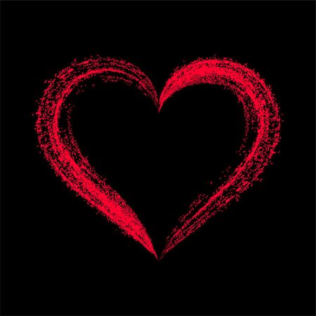 simsearch:400-08415609,k - Red vector stylized brush strokes heart on black Stock Photo - Budget Royalty-Free & Subscription, Code: 400-08412697