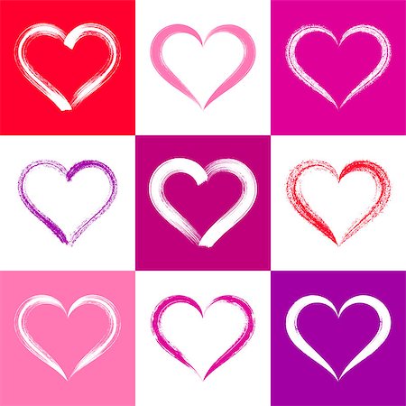 simsearch:400-07222476,k - Colorful valentine card with vector brush strokes hearts Fotografie stock - Microstock e Abbonamento, Codice: 400-08412690