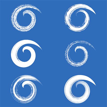 simsearch:400-08415609,k - Spiral vector white brush strokes collection on blue Stock Photo - Budget Royalty-Free & Subscription, Code: 400-08412701