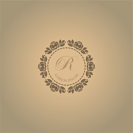 firin (artist) - Calligraphic elegant floral monogram design templates for one or two letters, possible for Wedding monogram. Foto de stock - Super Valor sin royalties y Suscripción, Código: 400-08412729