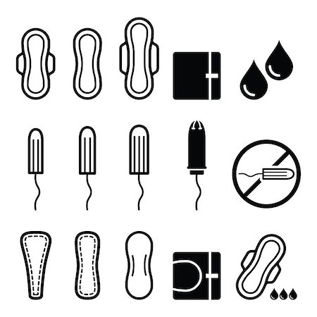 Vector icons set of women hygiene products isolated on white Stock Photo - Budget Royalty-Free & Subscription, Code: 400-08412795