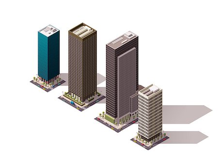 Set of the isometric town buildings Stock Photo - Budget Royalty-Free & Subscription, Code: 400-08412804