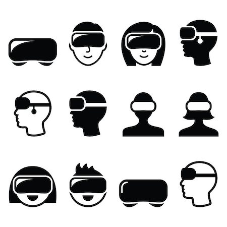 future earth icon - Vector icons set of people wearing virtual reality helmet icons set isolated on white Stock Photo - Budget Royalty-Free & Subscription, Code: 400-08412879