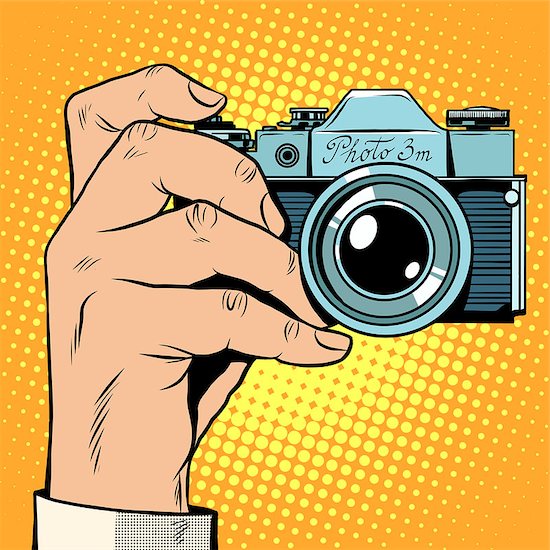 Retro camera snapshot selfie pop art retro style. Photo photography blogger picture technique Foto de stock - Sin royalties, Artista: studiostoks, Código de la imagen: 400-08412950