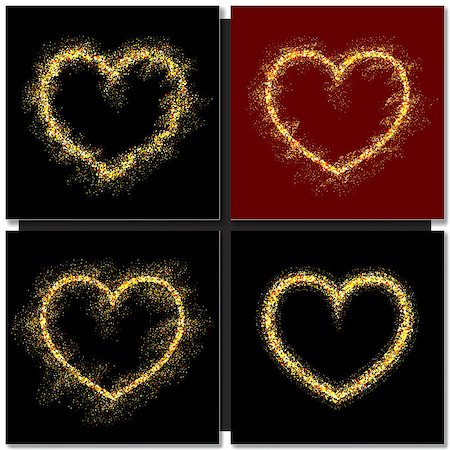 simsearch:400-08411550,k - Set of Valentines day cards background with gold heart. Vector illustration Stock Photo - Budget Royalty-Free & Subscription, Code: 400-08412962